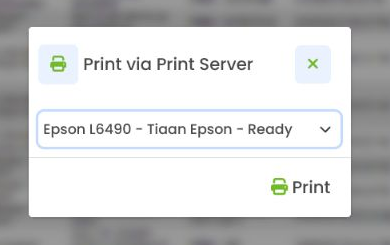 Selected server printer with Print enabled